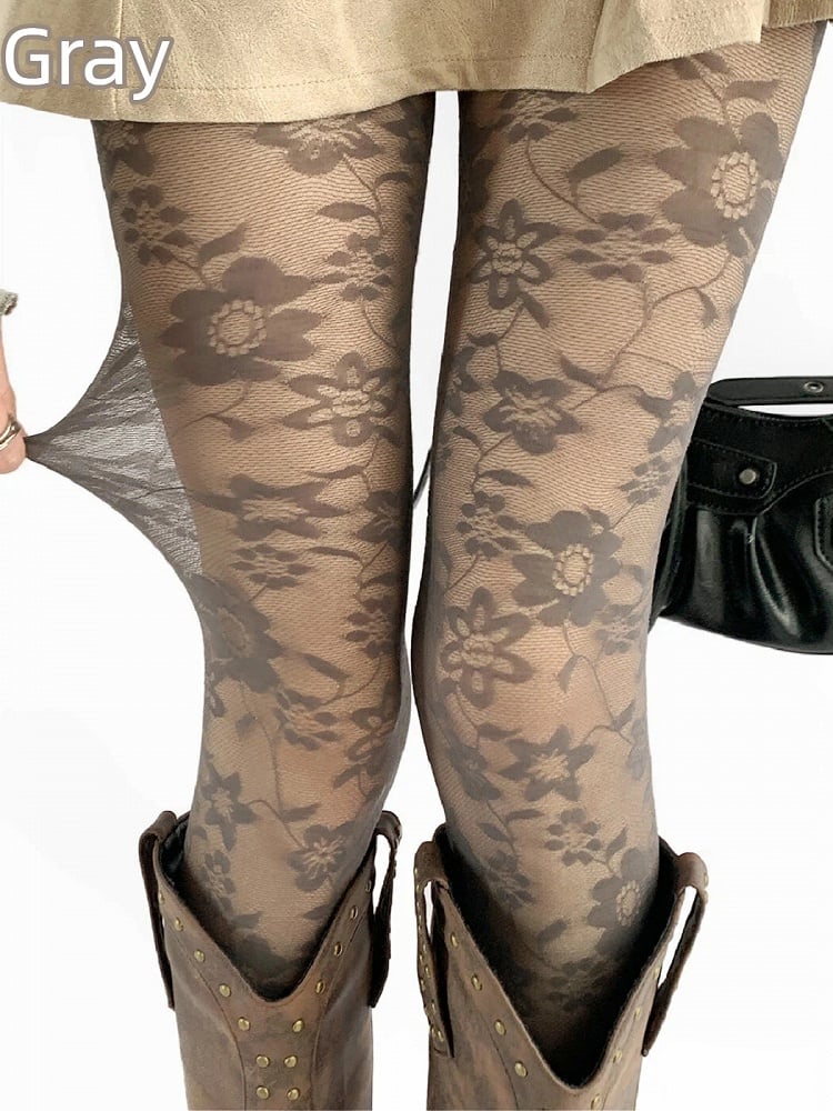 Lace Floral Sheer Vintage Pantyhose