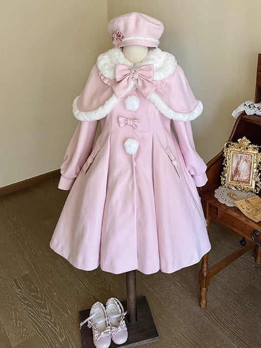 Pink Bowknot Beret Decorated