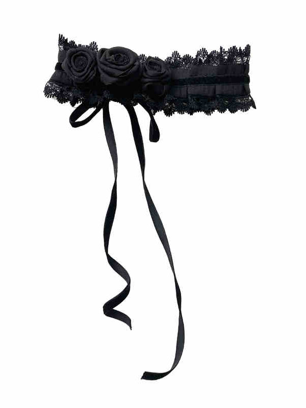 Choker Black Red Blue Dark / Purple Roses