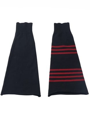 Warmers Black Leg Striped Y2K Knitted Red