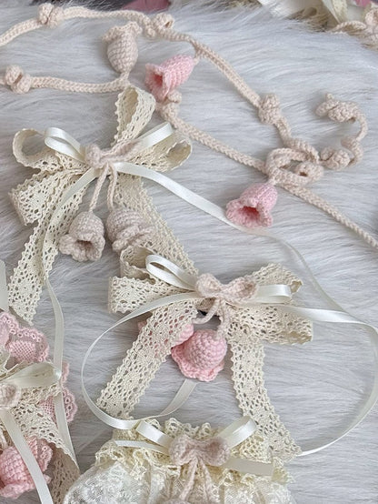 Hairclip of Lily Beige Pink the Crocheted Valley /