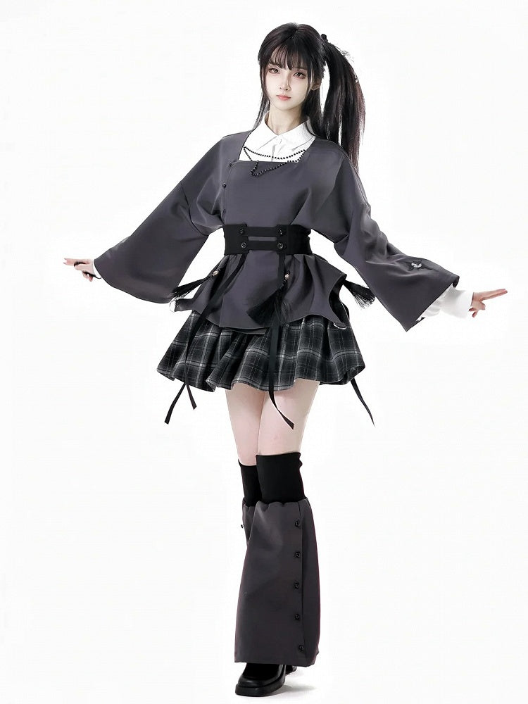 シャツ チャイナドレススタイル ホワイトシャツカラー/ノッチカラー ルーズ