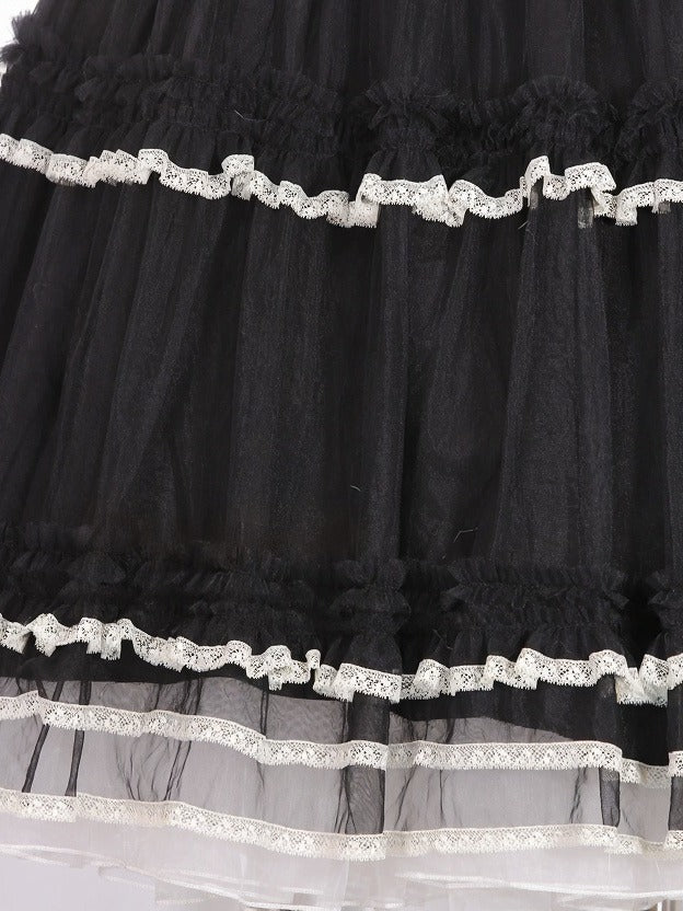 Black Lace Trim Tiered Underskirt - Tiny Garden