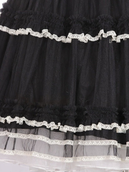 Black Lace Trim Tiered Underskirt - Tiny Garden