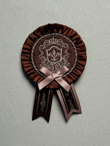 Embroidered Badge Lolita Circular Chocolate Brown/Mint Green