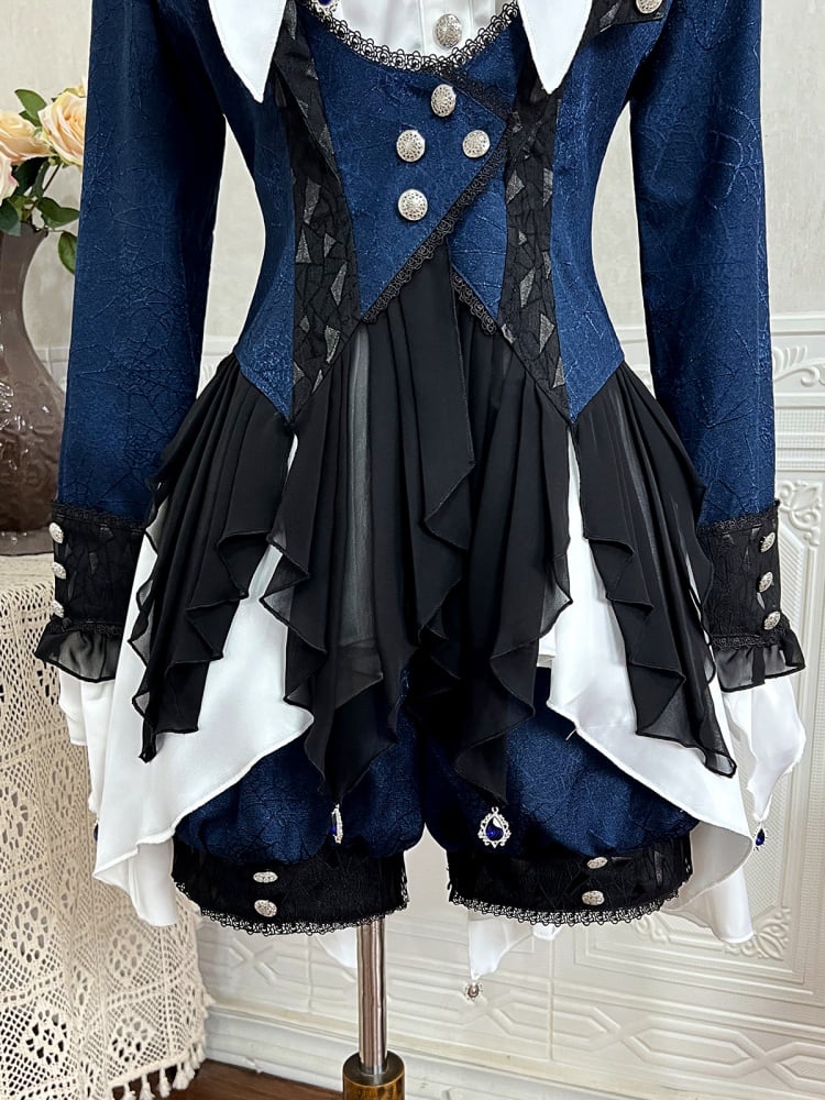 Weißes, spitzes, flaches Ouji Fashion Longshirt mit langen Ärmeln