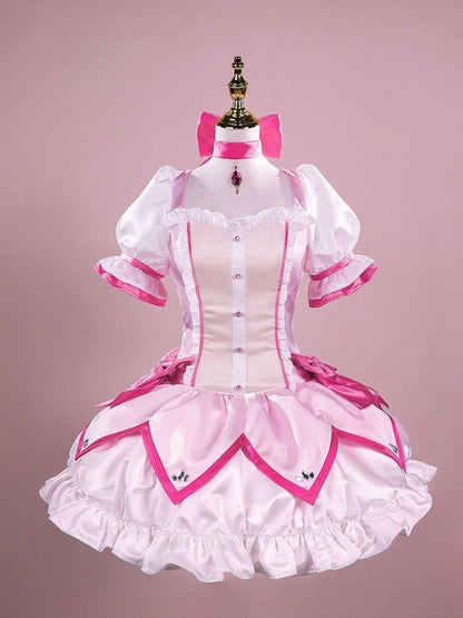 Puella Magi Madoka Magica Kaname Madoka Rosa Kleid Cosplay-Kostüm im Lolita-Stil