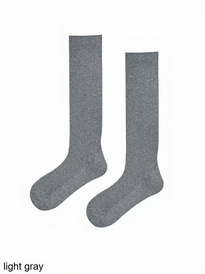 Solid Ribbed Calf Socks - ModaSwings