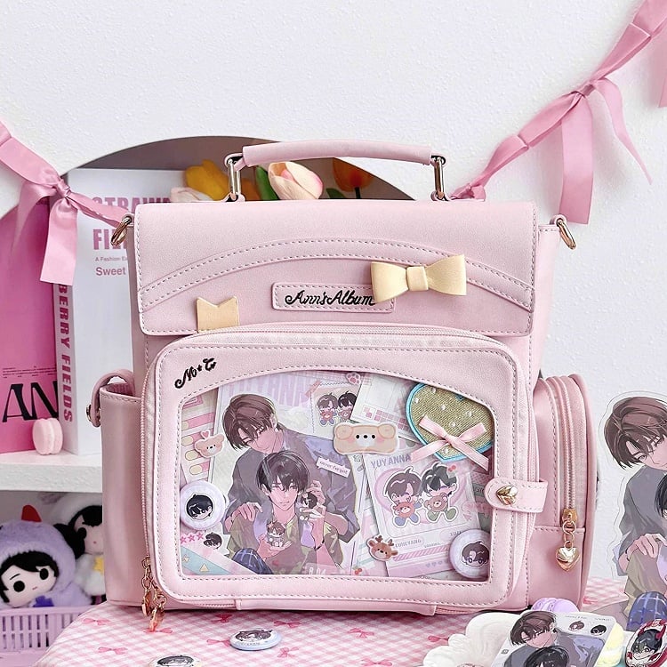 Ita Bow With Pink Transparent 2-Way And Window Bag Decoration