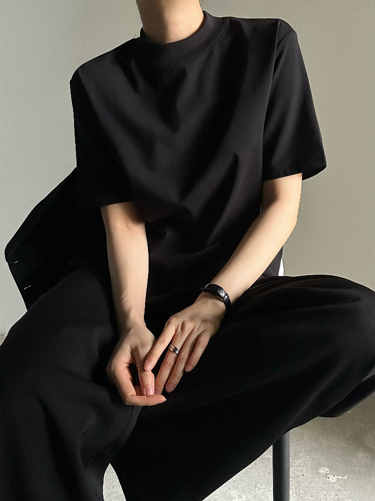 Lolita Neck Sleeve Black Ouji Short T-shirt Unisex Mock