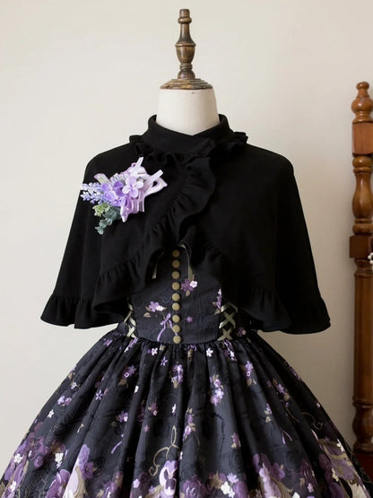 Trimming Lolita Ruffle Black Cape