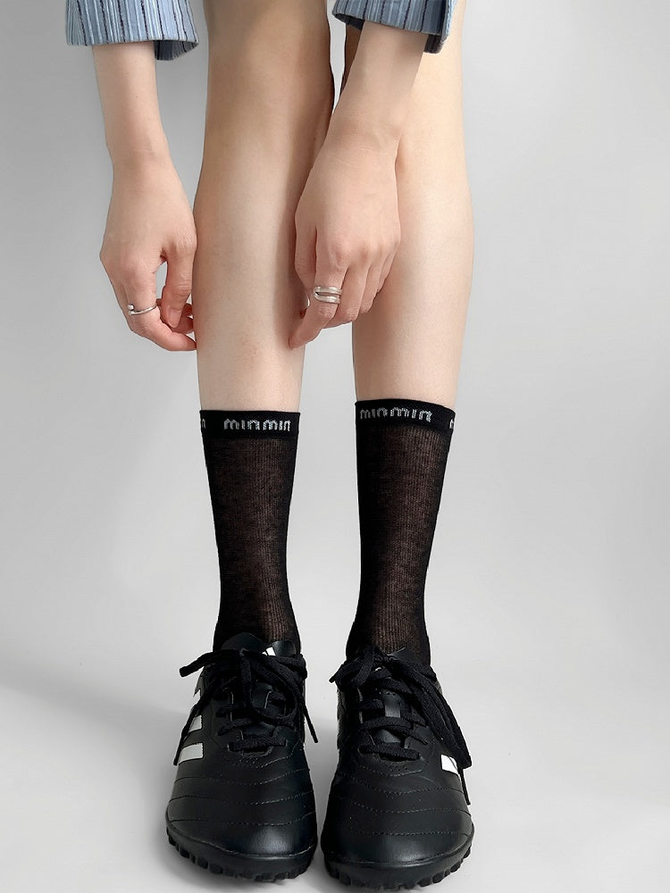 White/Brown/Black/Khaki Letter Embroidered Socks