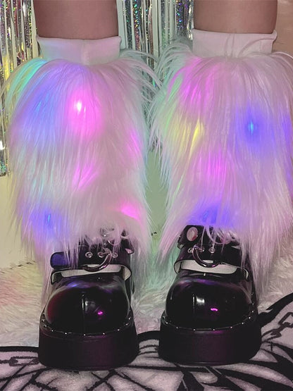 LEDライト付きホワイト 25CM/40CM シャギーレッグウォーマー