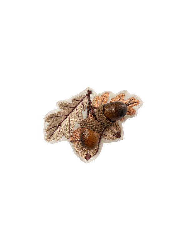 Decoration with Brown Brooch Embroidery Leaf Acorn
