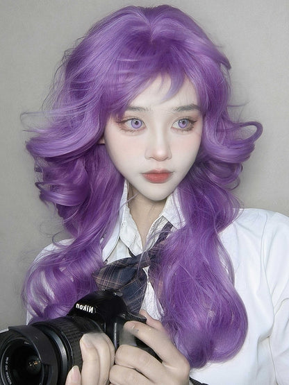 長さウィッグ エアウェーブ 前髪付き 70cm パープル