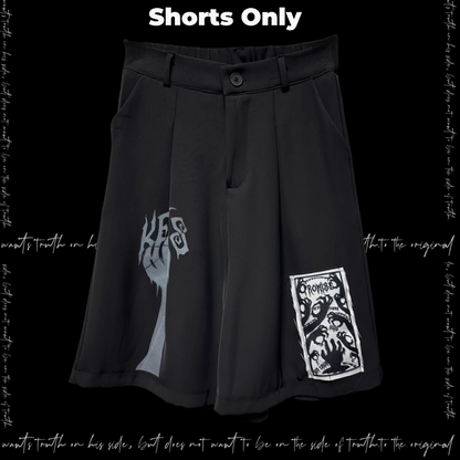 Punk Straight-Leg Shorts Applique Black