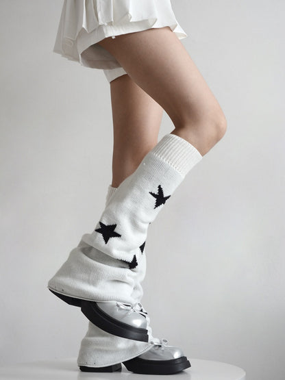 4 Colors Star Pattern Flared Knitted Leg Warmers