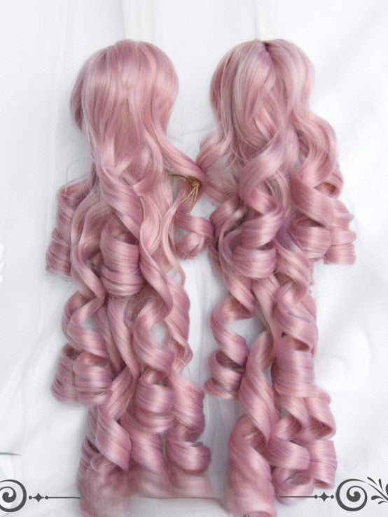 Curly Clips Bangs Roman Short Pink Ponytails With Wigs + Claw Two