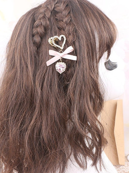 Rhinestone Kei Jirai Bowknot Color Hairclip Heart Options 5