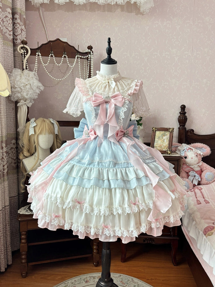 ロリータブラウス レーススリーブ ベージュ シースルーパフ