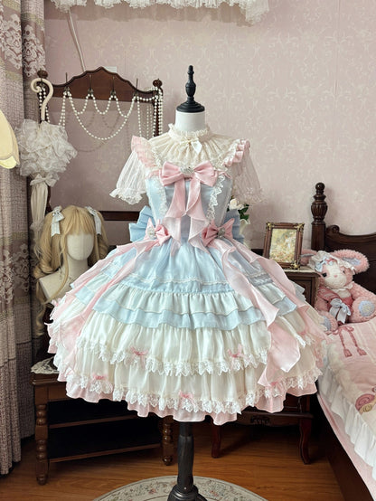 ロリータブラウス レーススリーブ ベージュ シースルーパフ