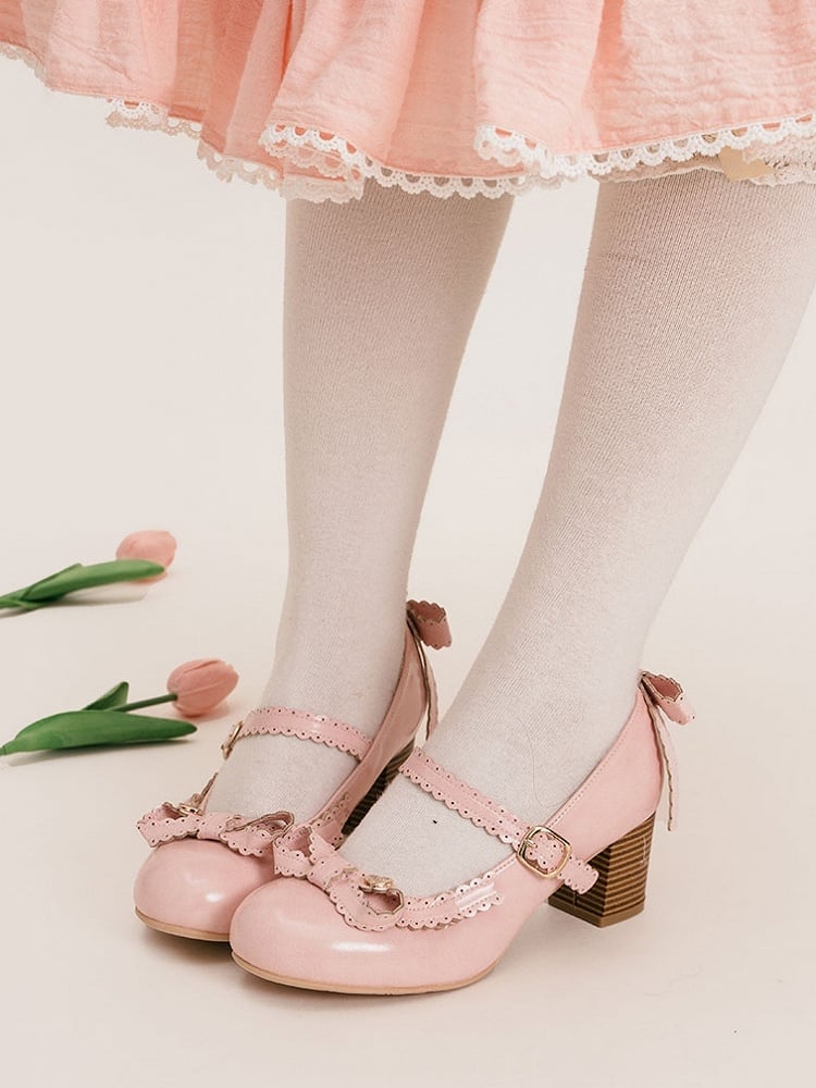 Mary Decorated Top Heart Bow Janes at Pink