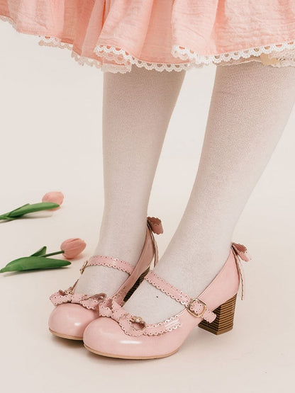 Mary Decorated Top Heart Bow Janes at Pink