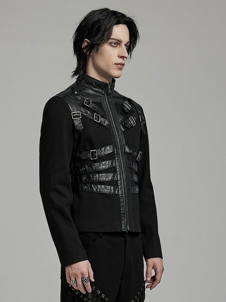 Handsome Coat Punk Men's Black