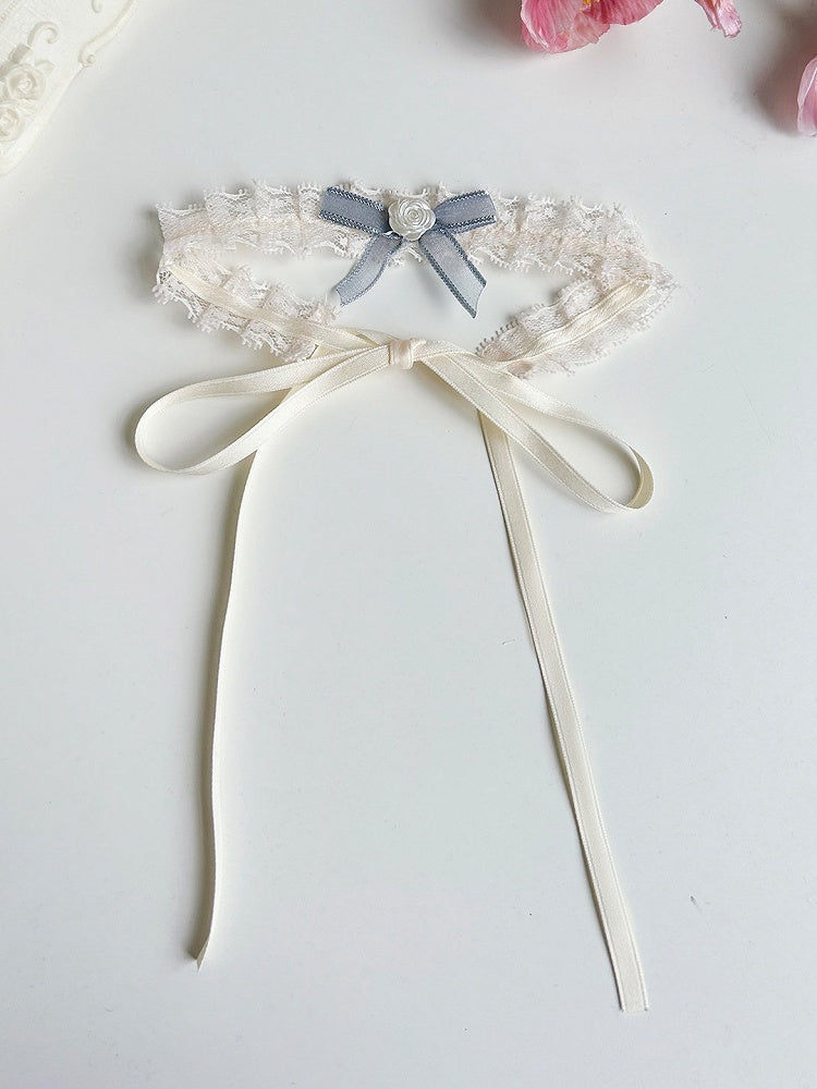 Blue Mini Bow Lace Collar Necklace - With PUJI