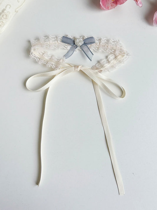 Blue Mini Bow Lace Collar Necklace - With PUJI