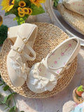 Off-white with Heeled Lolita Crossed 4.5cm Straps Elegant Shoes