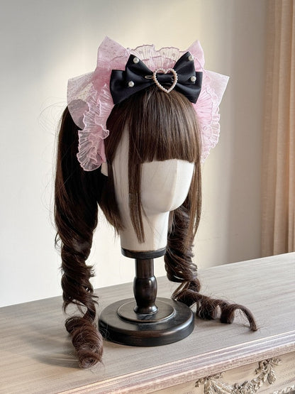 Sweet with Trim Bowknot Options Lolita and – KC Lace Decoration Heart 3 Color