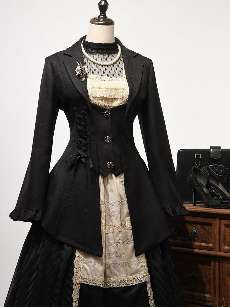 Black Pemberley Estate Lace-Up Vintage Jacket