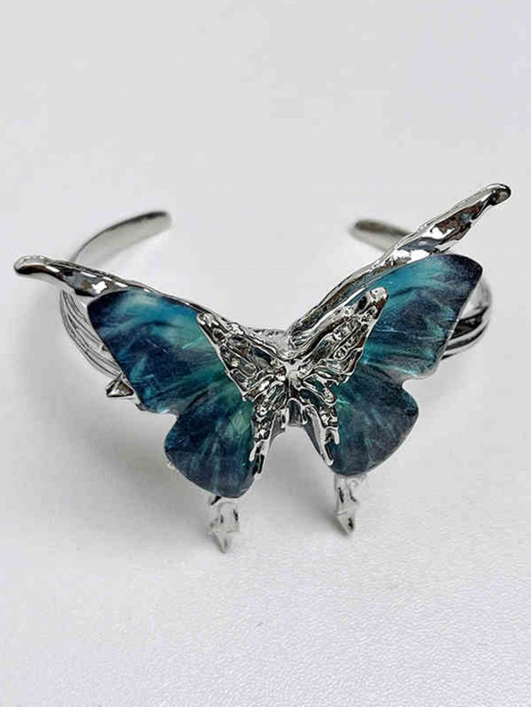 Black Blue Rhinestone Butterfly Bracelet