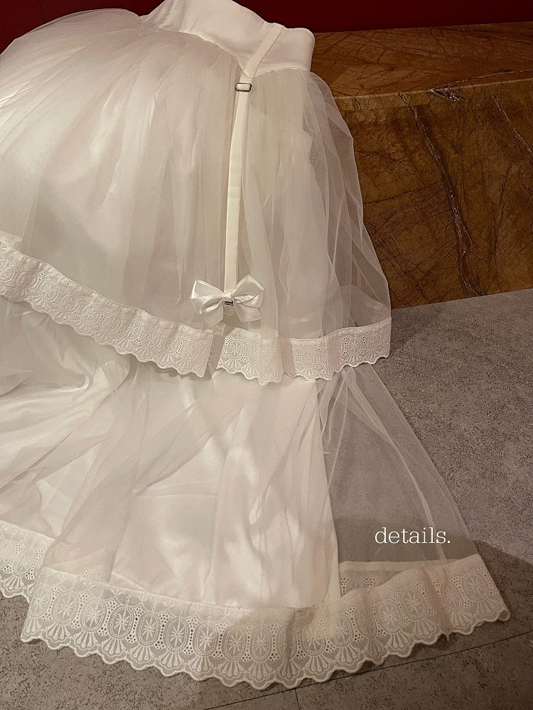 Tulle Gothic Lolita Bow with Skirt White Layered Details