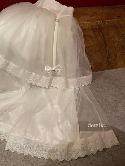 Tulle Gothic Lolita Bow with Skirt White Layered Details