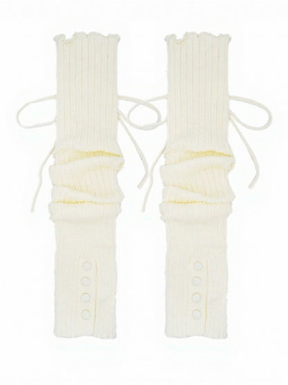 4-Color Ruffle Leg Warmers with Bow and Button Decorations - ModaSwings