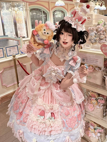Lace Sweet Lolita Choker with Strawberry Pendant - Ball Lolita