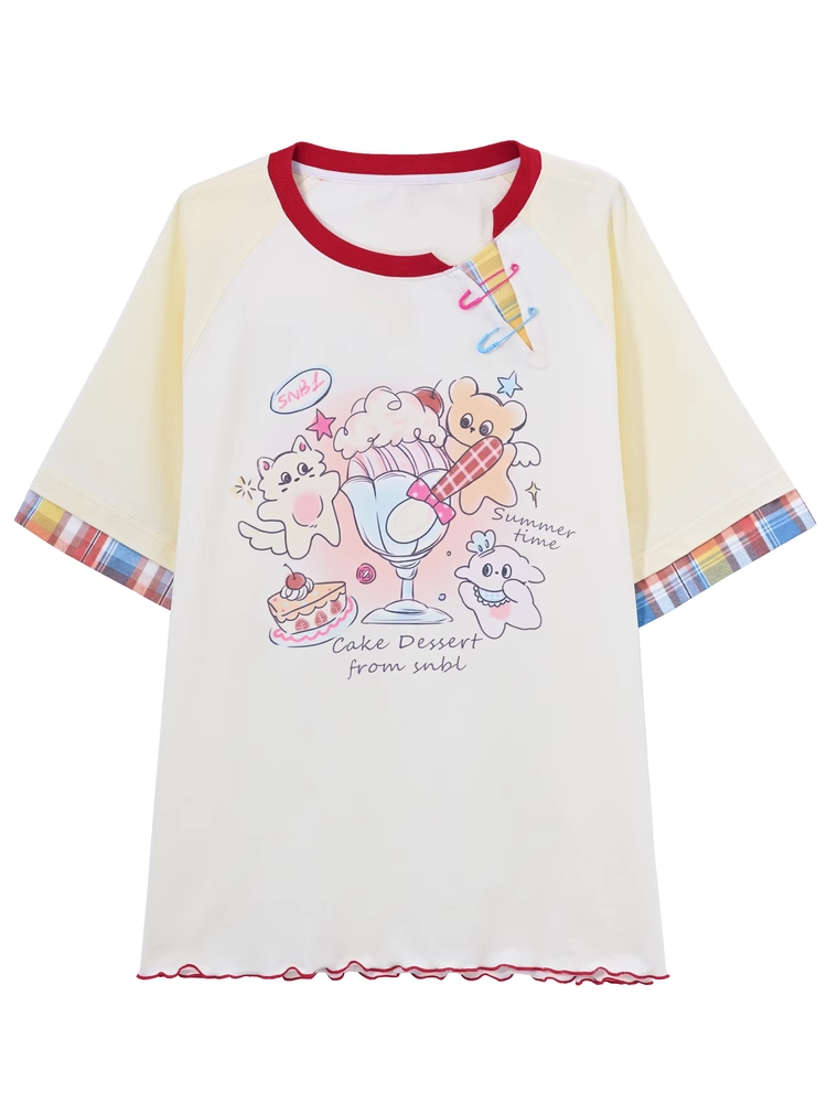 Details Pin Beige Cartoon Dessert Print