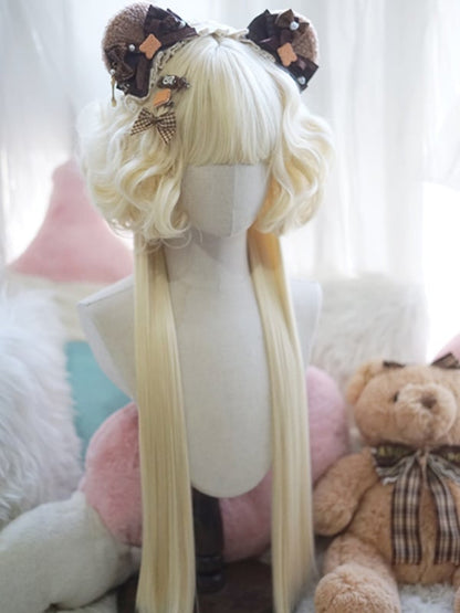 Hellblonde/pinke/rote/grüne/violette hüftlange Perücke mit vollem Pony