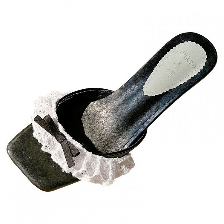 Heel Elegant Sandals Lolita Black 3.5cm Low-heel with
