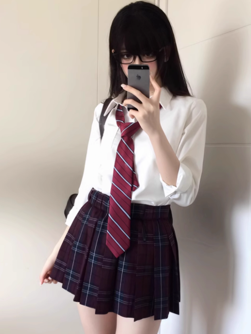 Pattern JK Plaid Red Uniform Skirt 45CM Pleated