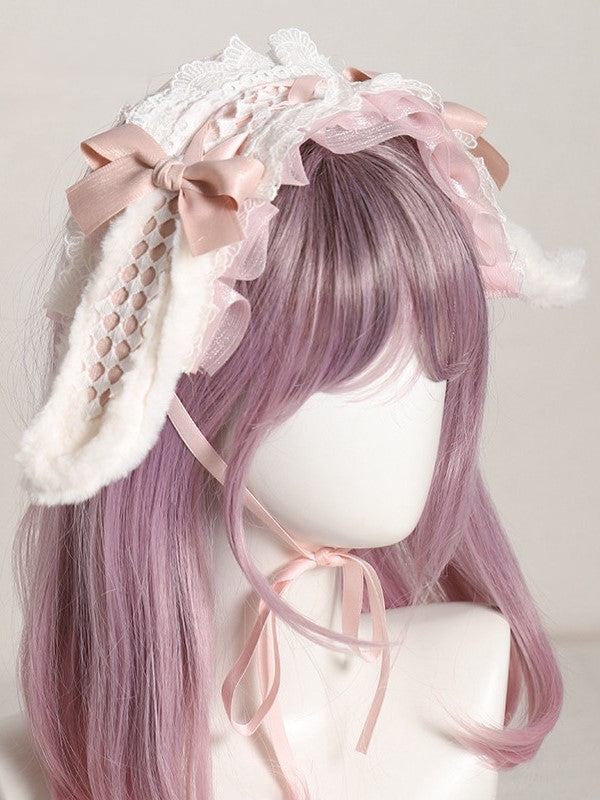 – Ribbon 7 Lace Wonderland Bunny in lolita Alice Hairdband Ear