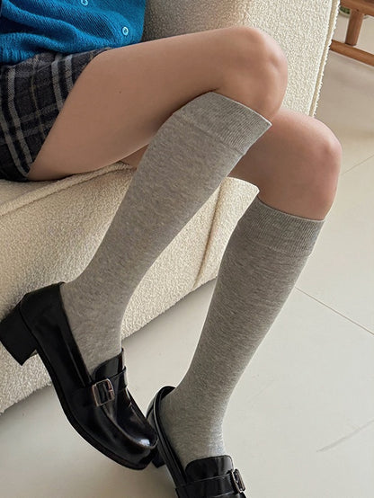 ホワイト/ライトグレー/ダークグレー/ダークレッド/ブラックコットンニーハイストッキング
