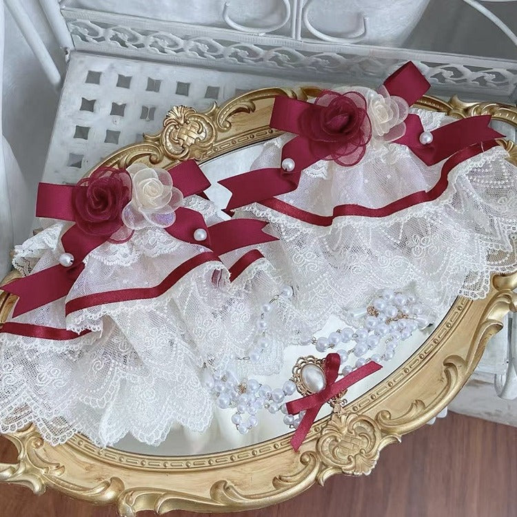 Cuffs Lace Lolita Wrist Flower Bow Decorated