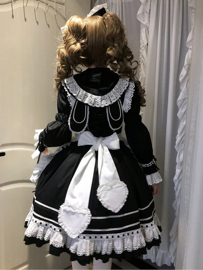 Black Lace-Up Lolita Jumper Skirt with Ruffled Hem