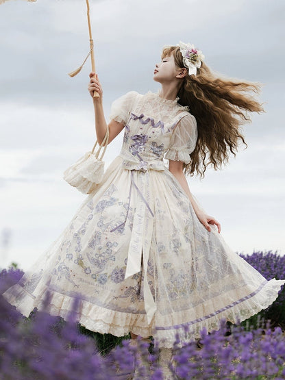 Purple Print Available Jumper Sizes Lolita Skirt Floral Plus Classic Elegant