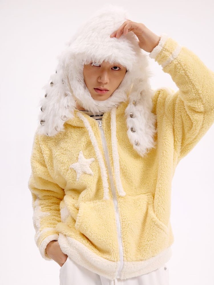 ブラック/ホワイトのスタッズ付きバニーイヤーハット