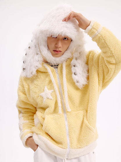 ブラック/ホワイトのスタッズ付きバニーイヤーハット