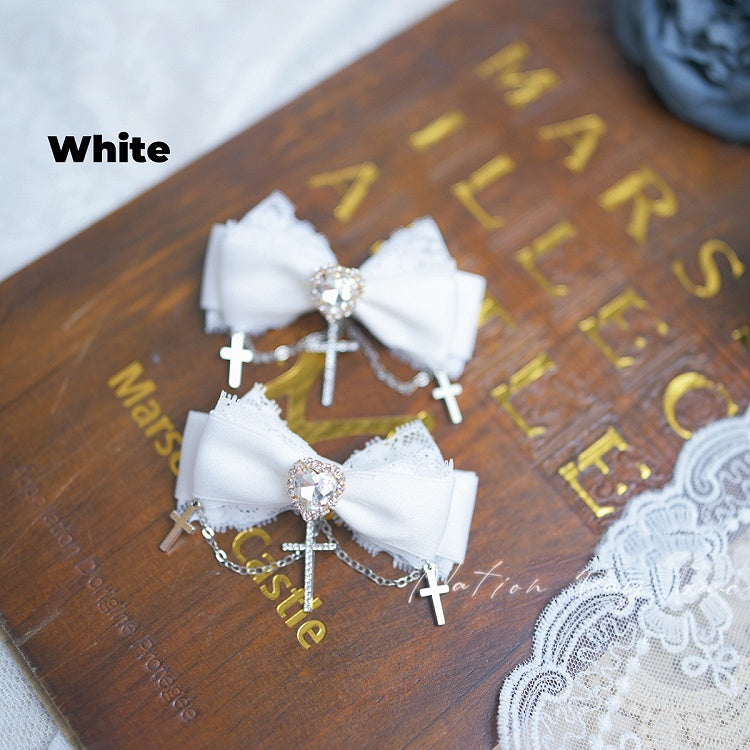 5ハートラインストーンレーストリムジライケイボウヘアクリップチェーンカラークロス